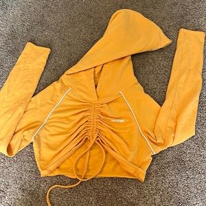 Yellow cropped top with Hood